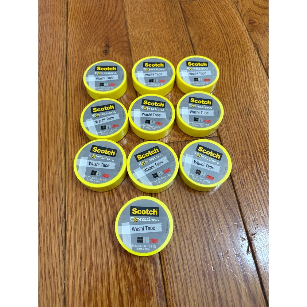 Scotch Expressions Washi Tape Yellow 10 Rolls Bulk Lot 0.59in x 10.9yd C314-P93